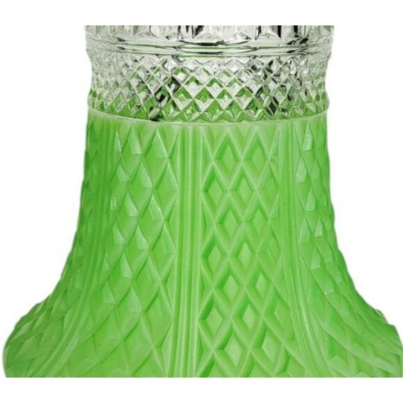 Vintage 30s Art Deco MCM Green Frosted Diamond Cut Glass Clip-On Bell Lampshade - Picture 7 of 9